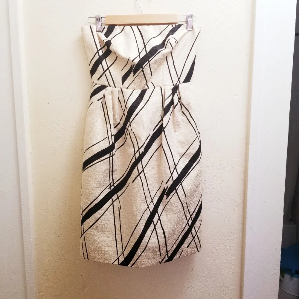 Anthro Champagne Gold Dress Black Cocktail Dress 8 - Picture 2 of 7